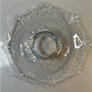 VTG Indiana Glass Co. Floral Etched Fleur de Lis Console Bowl